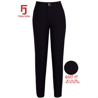   HỎA TỐC  Quần tây nữ CHÍNH HÃNG THÁI HOÀ lưng cao ống ôm chất kaki mềm co giãn mạnh G517-17 