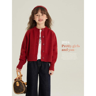 ÁO KHOÁC LEN ĐỎ ĐÔ FORM LỬNG BÉ GÁI