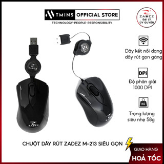 Chuột dây rút Zadez M-213 M-215 siêu gọn - Hàng chính hãng