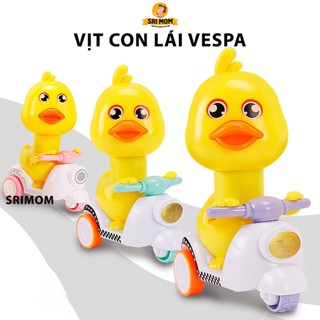 Đồ chơi Vịt con đi xe máy Vespa chạy xe bốc đầu cực cute, Ấn là chạy không cần pin đồ chơi giải trí giảm căng thẳng