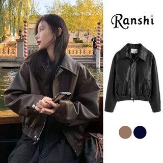 Áo khoác da croptop bomber trendy thời trang năng động RANSHI T081 Giấy hdsd