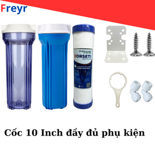 Cốc lọc 10 inch kèm lõi đầy đủ phụ kiện, Ren 13 hoặc Ren 21 dành cho máy lọc nước RO UF Nano