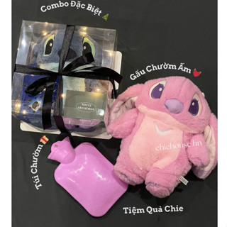 (KÈM THIỆP) Túi Chườm Ấm Đau Bụng Kinh Hình Gấu Bông Stitch Cute Tặng Bạn Gái Người Yêu