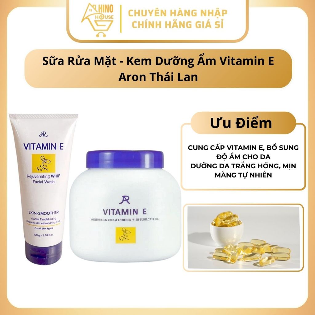 Sửa Rửa Mặt - Kem Dưỡng Ẩm Vitamin E Aron Thái Lan Giúp Dưỡng Da Mịn Màng Mềm Mại - Hinohouse