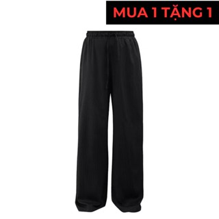 [12/12 - MUA 1 TẶNG 1] Quần kẻ sọc ống rộng lưng thun - TGC STRIPES BLACK TROUSER PANTS