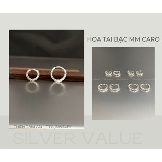 Hoa tai Bạc ta caro cho bé 3 size lớn nhỏ sáng lấp lánh - Quà tặng đầy tháng, thôi nôi, sinh nhật - BB012 TTA Jewelry