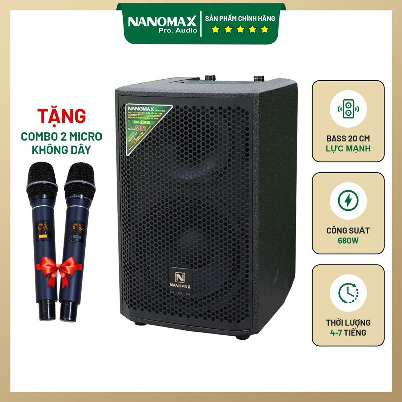 Loa Karaoke Di Động Công Suất Lớn NANOMAX S-01 New 2024, Hàng Chính Hãng Nanomax, Bảo Hành 12 Tháng