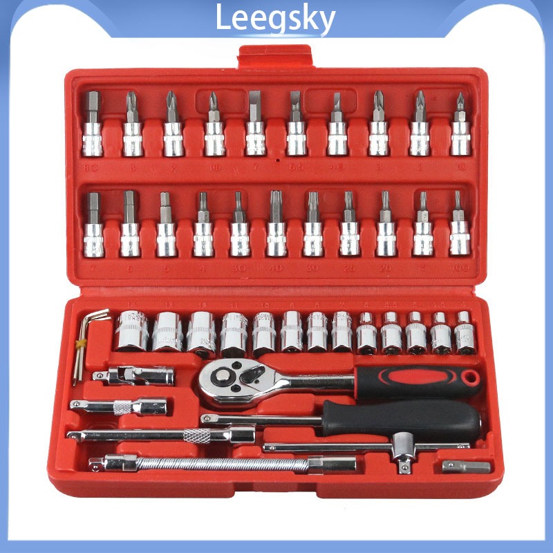Bộ dụng cụ mở bu lông ốc vít,sửa chữa ô tô xe máy,bộ dụng cụ đa năng 46 chi tiết cầm tay cao cấp