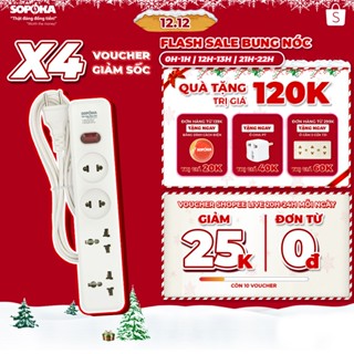 Ổ cắm điện liền dây chịu tải 1200W 2200W SOPOKA 4D1 4D2 dây 2,5M-4,5M