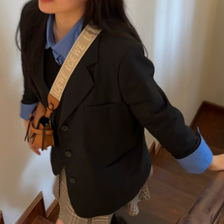 [HÀNG CÓ SẴN] Áo blazer nữ màu ĐEN có độn vai phong cách Hàn Quốc COMMON BLAZER chất không nhăn