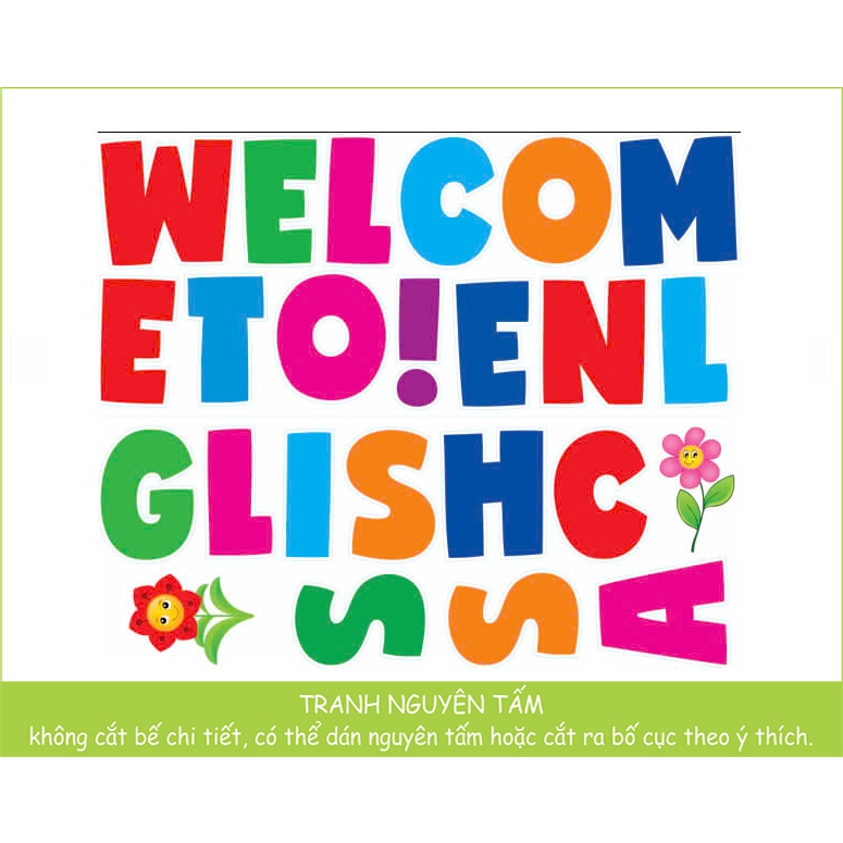 Decal trang trí phòng-lớp Tiếng Anh: WELCOME TO ENGLISH CLASS
