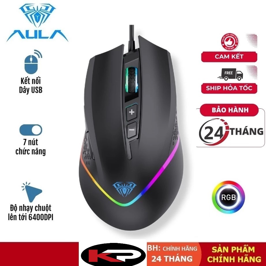 Chuột Gaming AULA F805 LED RGB, Chuột Máy Tính Có Dây 7 Nút Lập Trình Tùy Chỉnh DPI Cho PC/Laptop