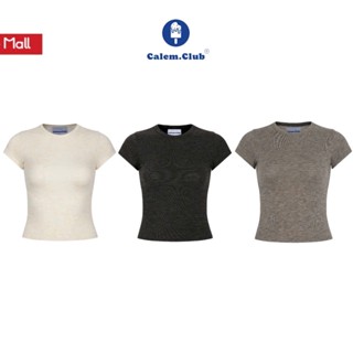 Áo thun ôm nữ Basic Calem.Club FORM NHỎ chất len tăm nhuyễn co giãn nhẹ tôn dáng Y2K ngắn tay cổ tròn