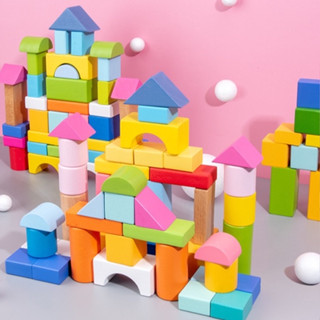 Đồ chơi xếp hình 100 chi tiết khối gỗ nhiều màu và hình dạng cho bé cao cấp, gỗ tự nhiên an toàn, khối gỗ xếp hình