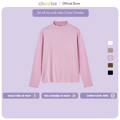 Áo thun nữ dài tay Corie Choobe cổ leo cuốn bèo vải cotton co giãn tốt basic năng động A119