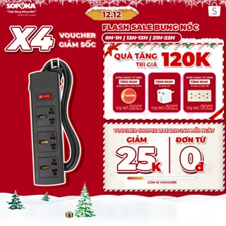 Ổ Cắm Điện 3T3-6T3 SOPOKA 2200W Nhiều Lỗ Cắm Có Công Tắc Dây Dài 3M Chống Nước Chống Giật An Toàn Cho Trẻ Em