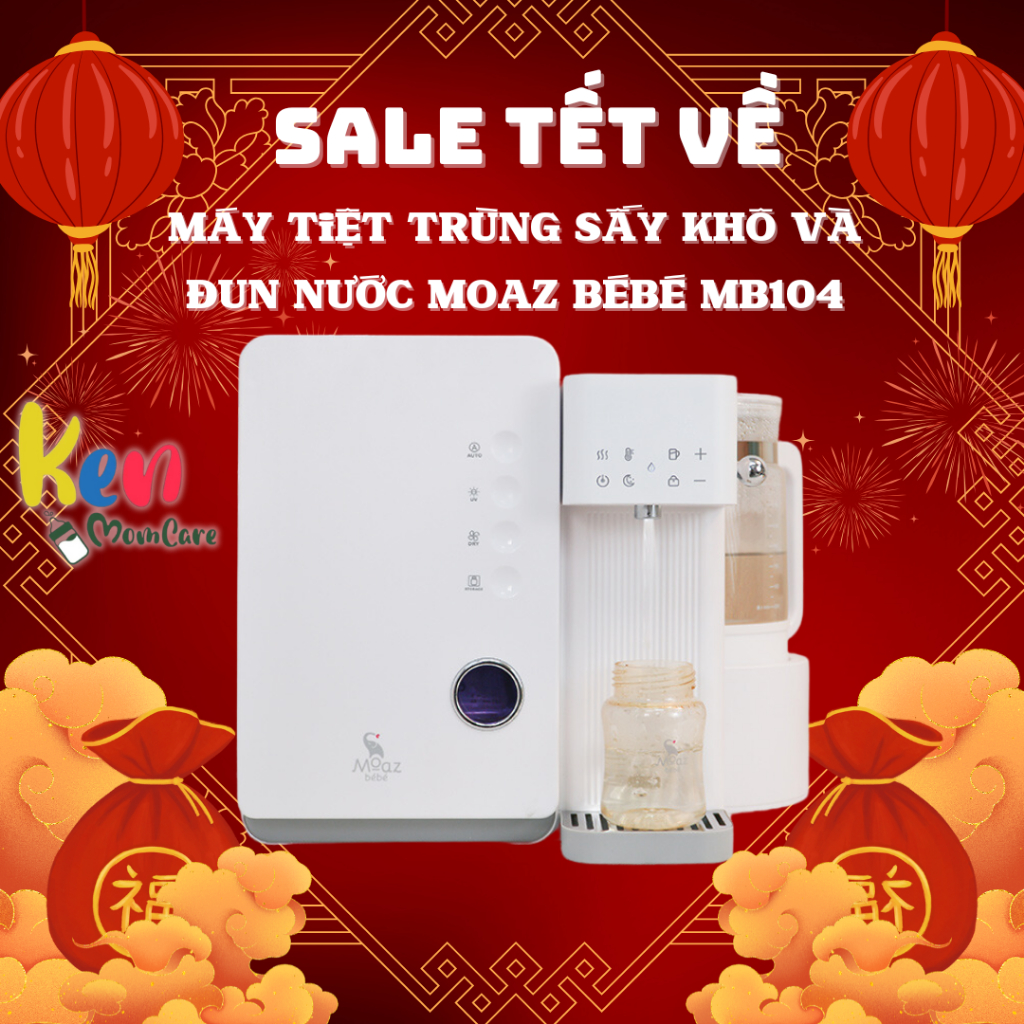MÁY TIỆT TRÙNG SẤY KHÔ UVC - ĐUN NƯỚC THÔNG MINH MOAZBEBE MB104 ( bảo hành chính hãng 1 năm )