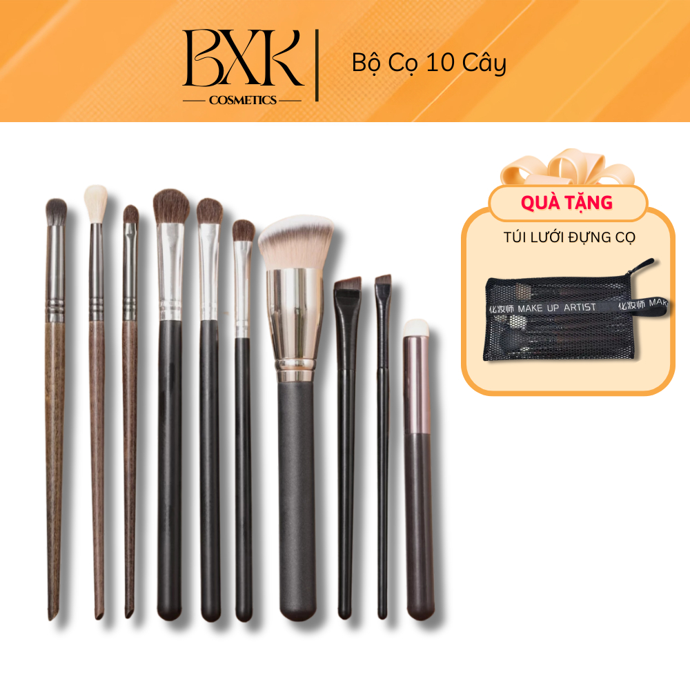 Bộ Cọ OVW 10 Cọ Trang Điểm Cọ Make Up Tổng Hợp Tặng Kèm Túi Lưới Tiện Lợi BXK COSMETICS