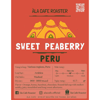 Cà phê Peru Sweet Peaberry rang Medium pha máy ngọt ngào dễ uống gói 200gram
