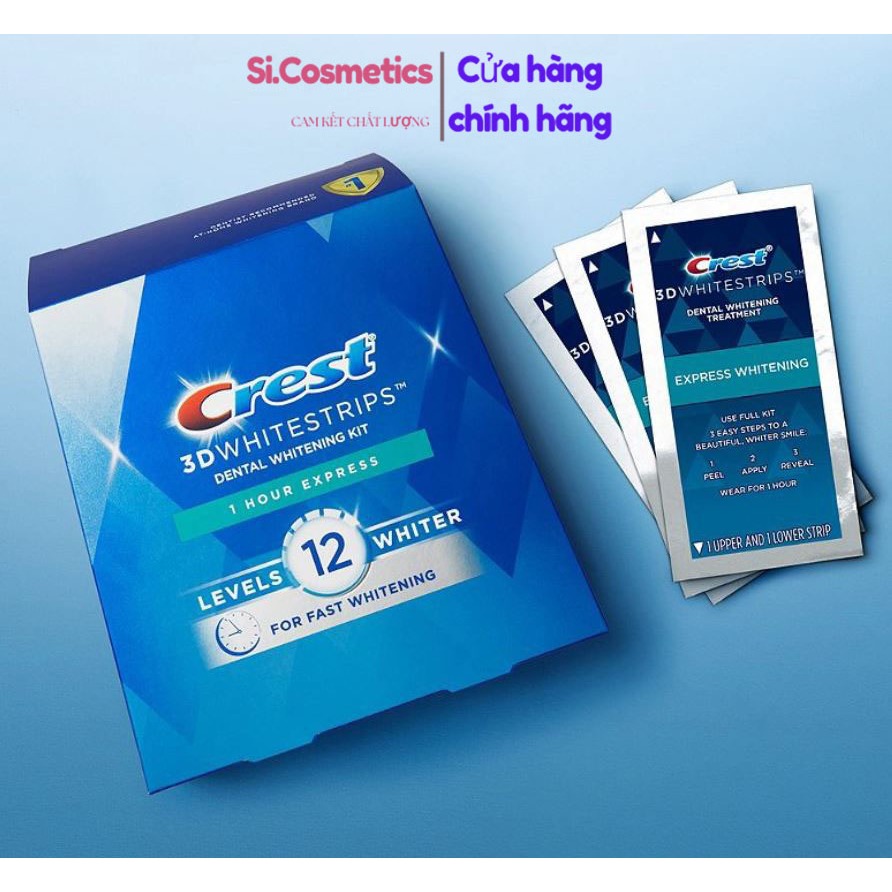Miếng dán trắng răng Crest 3D White Whitestrips 1 Hour Express