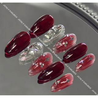 Nailbox thiết Kế Móng tay giả đính Đá Tông đỏ Chụp Ảnh tết Bling Siêu xinh mã 470