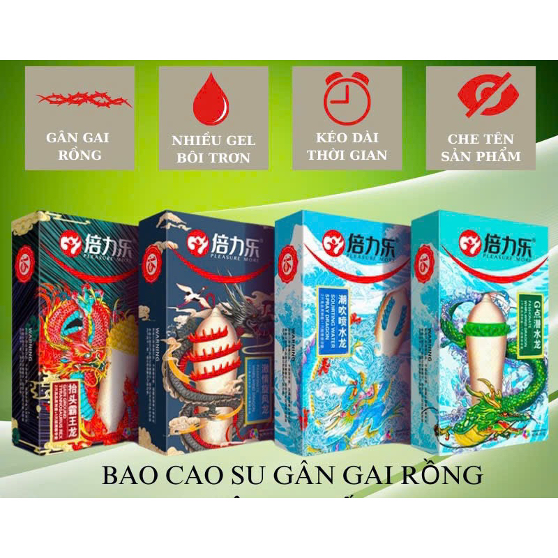 Bao cao su Gai Bi Tăng Cảm Giác HBM - Hộp 2 Gai +1 Siêu mỏng