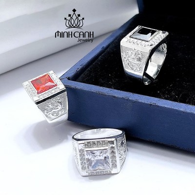 Nhẫn Bạc Nam Đính Đá Màu Sang Trọng Cao Cấp - Minh Canh Jewelry