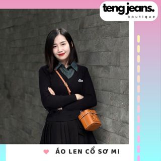 Áo Len Nữ Dệt Kim Cổ Sơ Mi Hàn Quốc, Áo Len Đỏ Dài Tay Dáng Vừa Ôm Siêu Xinh Tengjeans HL81