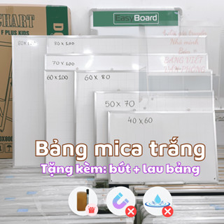 Bảng mica - bảng trắng viết bút lông KT nhỏ - tặng kèm bút & lau bảng
