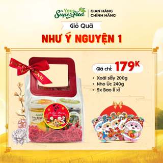  Giỏ quà Tết Như Ý Nguyện mây tre đan tặng hạt dinh dưỡng cao cấp từ Your Superfood 