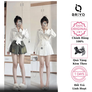 [TẶNG KẸP TÓC] Áo Kiểu Nữ Sang Chảnh BRIYO SM12 Hoa Nơ Ngực Sành Điệu Áo Sơ Mi Đẹp Chất Liệu Không Nhăn