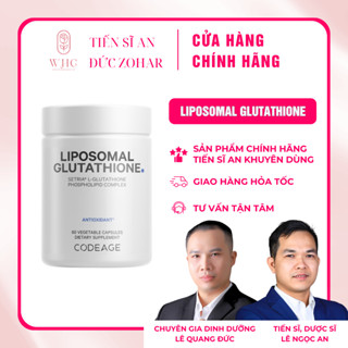 Viên uống trắng da Codeage Liposomal Glutathione (500mg/1000mg), USA chính ngạch, 60v dùng 1-2 tháng