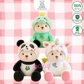 Gấu nhồi bông Lena cosplay kì lân, Rồng xanh, Gấu trúc, cởi được mũ, Quà tặng bạn gái em bé cute