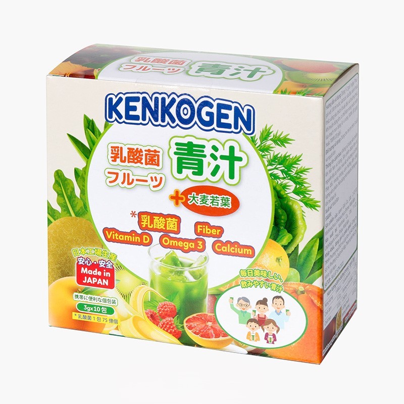 Bột mầm lúa mạch non Aojiru Kenkogen trái cây lợi khuẩn