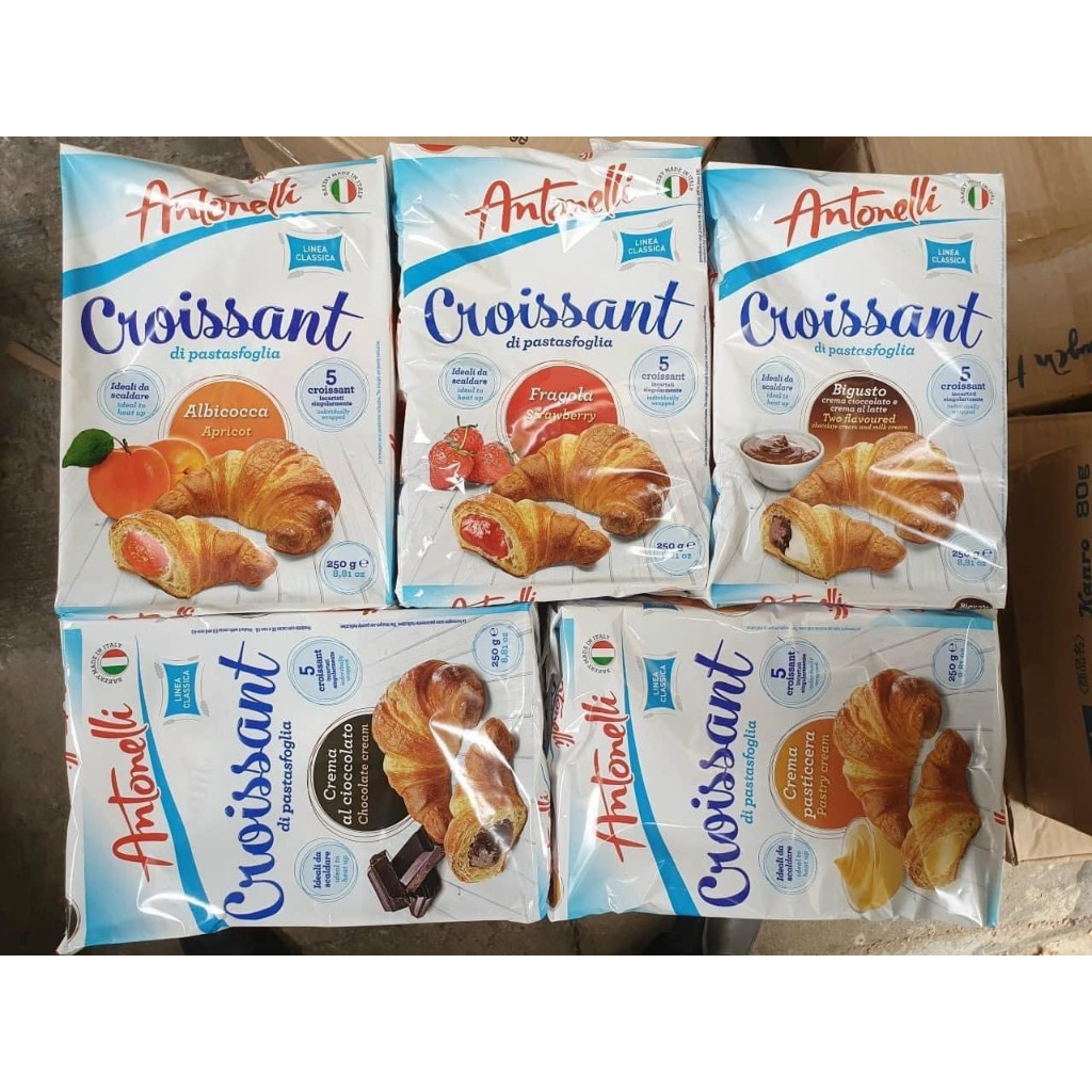 Bánh Sừng Bò Antonelli Croissant 250g nhiều vị (gói có 5 bánh)