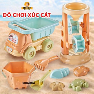 Đồ chơi xúc cát đi biển bằng nhựa ABS 5, 6, 9, 10 chi tiết - Hàng đẹp Kèm xô, Máy xay cát, Xe Ben, Bình tưới nước cho bé