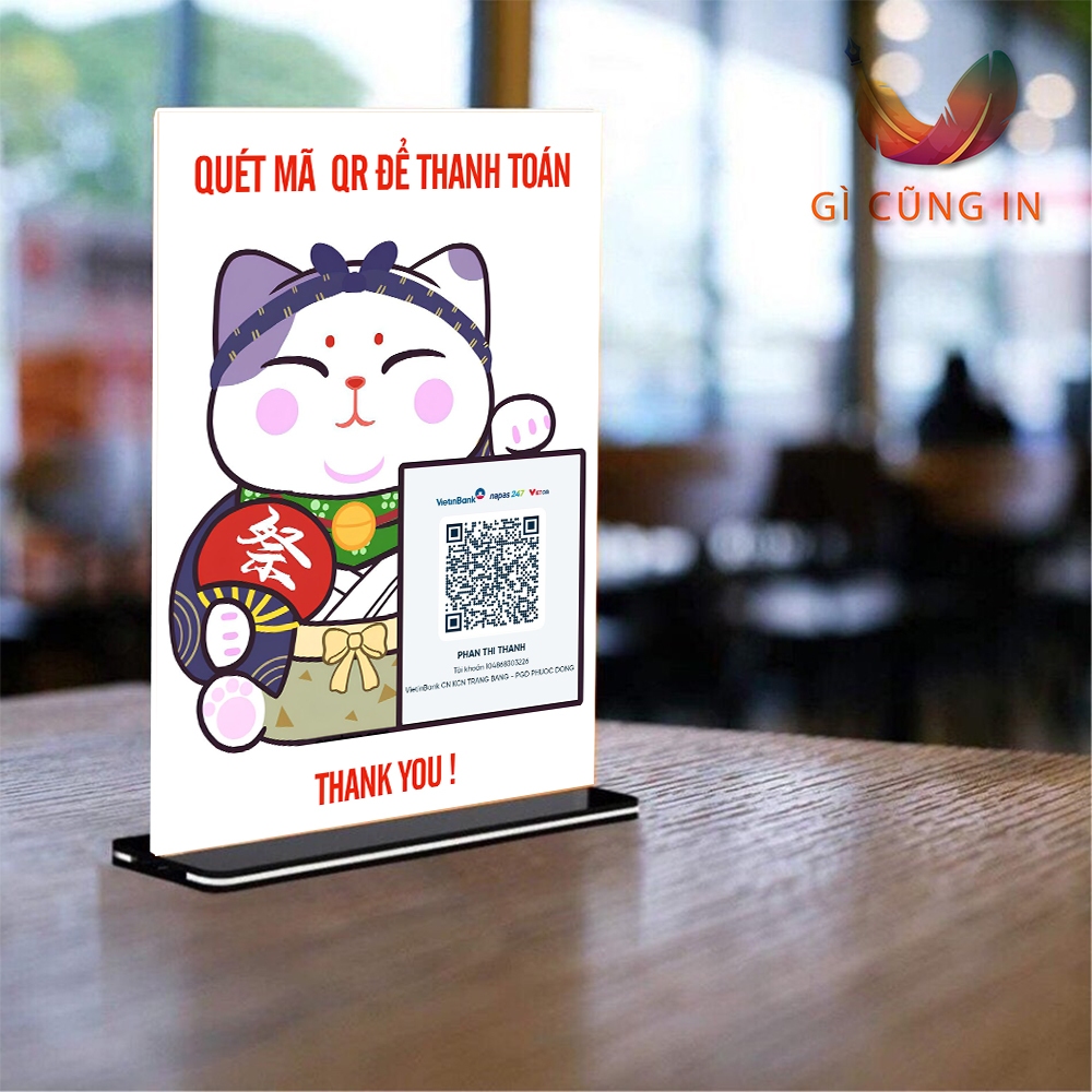 In Mã QR Mèo Thần Tài May Mắn - Kệ Menu Qr - Mã Quét Qr - Standee Để Bàn Có In Theo Yêu Cầu Đẹp