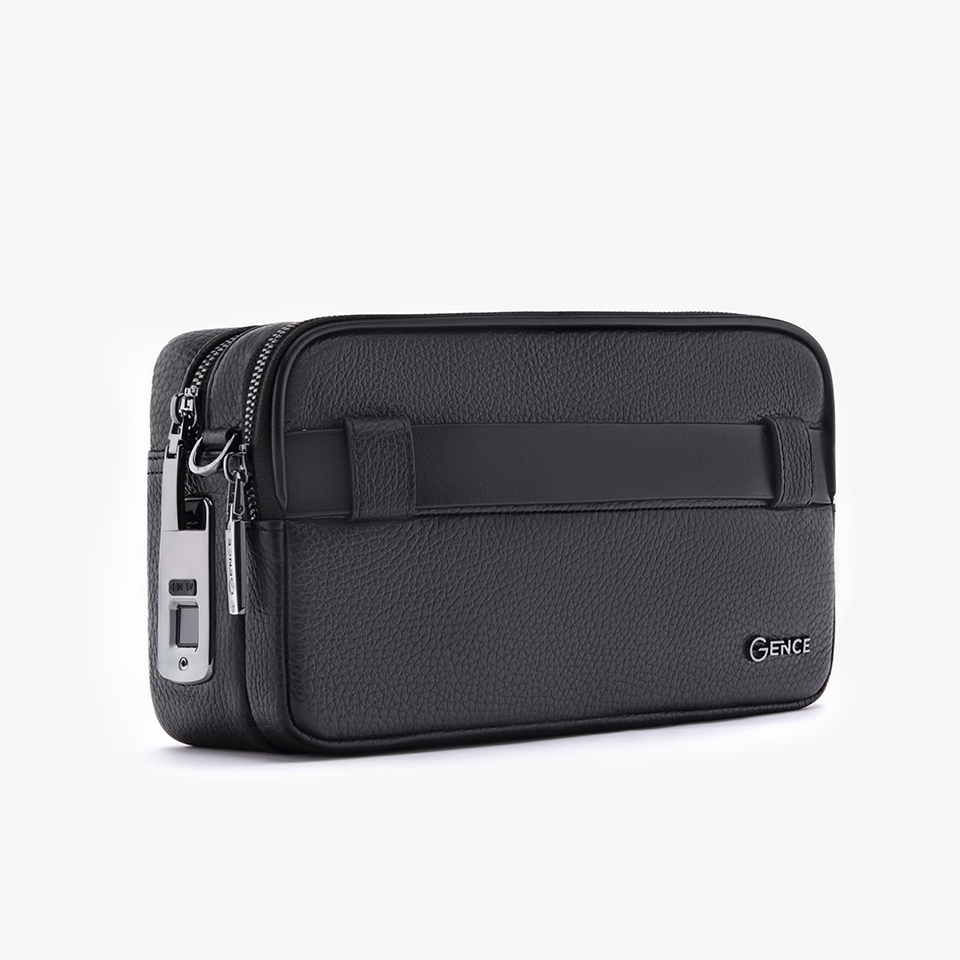 Clutch cầm tay đeo chéo Gence da Togo RB08 khóa vân tay, khóa số