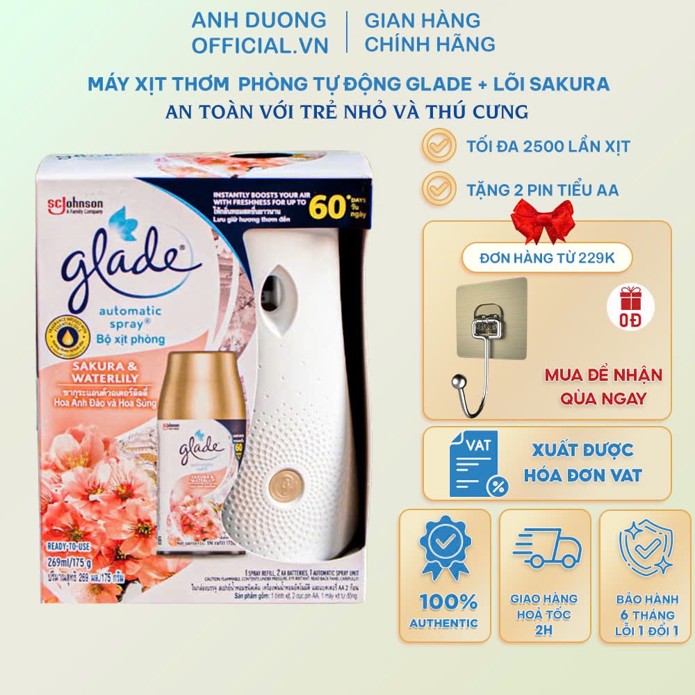 Máy Xịt Thơm Phòng Tự Động Glade Hương Anh Đào (Sakura Lyly ),Lõi Xịt Thơm Phòng Tự Động Glade Thái 