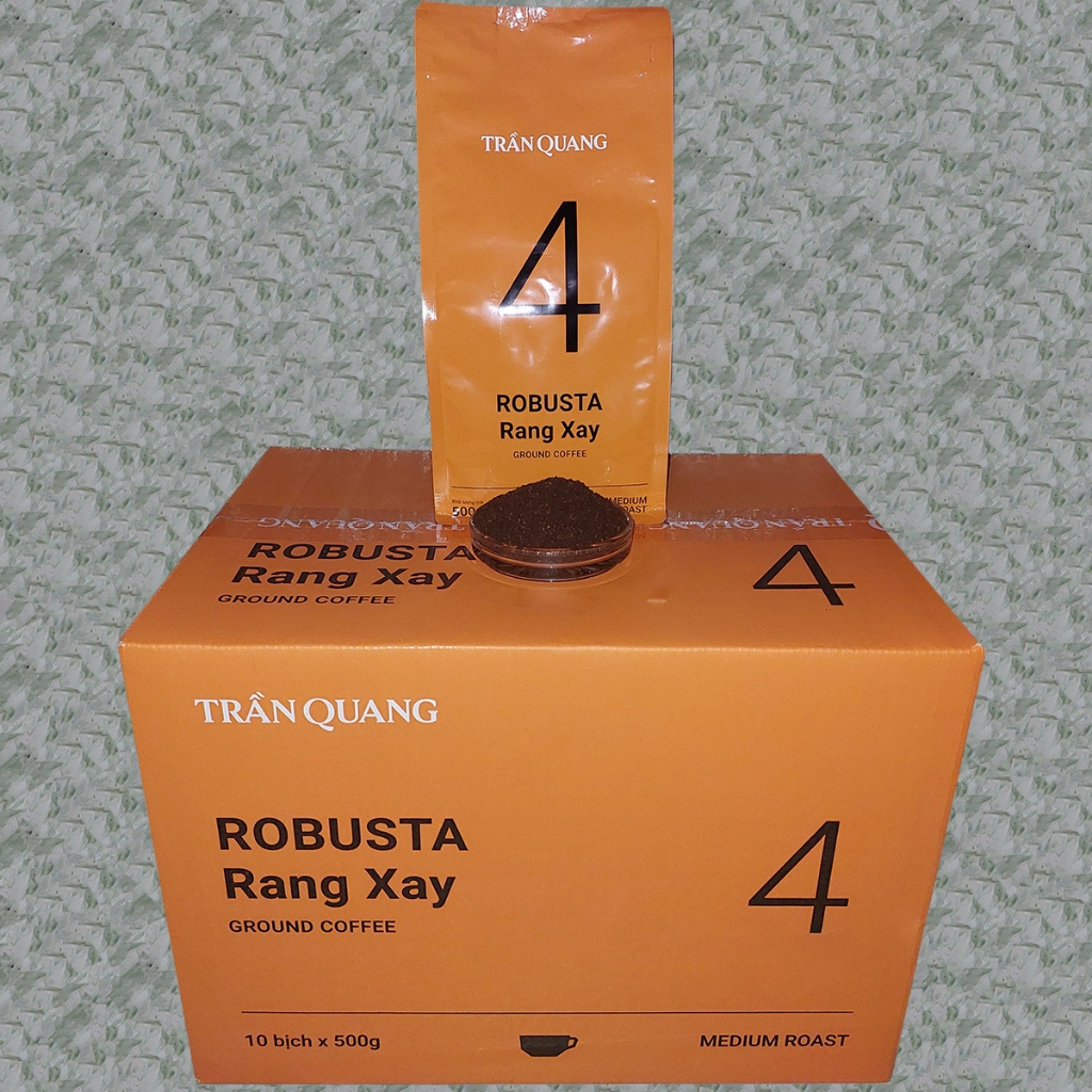 Thùng cà phê rang xay Số 4 (No4) Trần Quang (10 bịch 500g) 100% Robusta