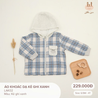 LIL LITTLE LOVE - Áo khoác sơ mi dạ kẻ xanh mềm mại cho bé trai/bé gái