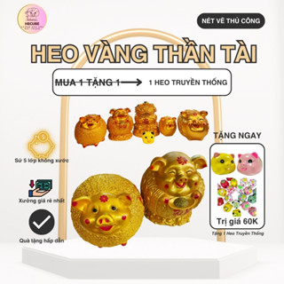  Heo Đất Tiết Kiệm Size To Thần Tài Màu Vàng Tết 2025 Hecube Ống Heo Đựng Tiền Khổng Lồ 