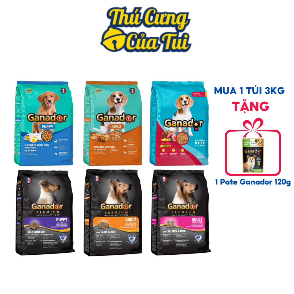 [3KG TẶNG PATE] Thức Ăn Cho Chó Ganador FIB'S Đồ Ăn Hạt Khô Cho Chó Con, Chó Lớn 1.5,3KG - Thú Cưng 