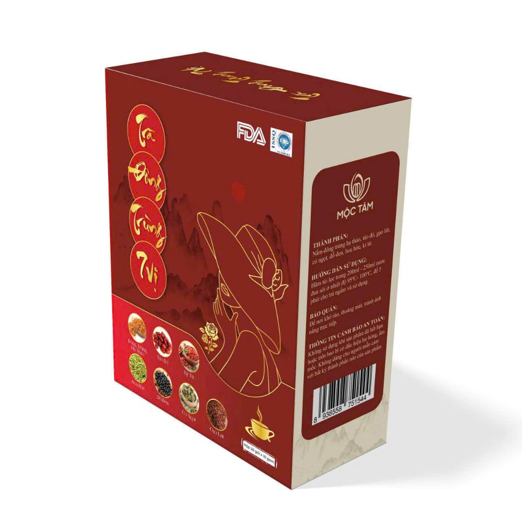 Trà Đông Trùng Hạ Thảo Gạo Lứt 7 Vị Thảo Mộc Dưỡng Nhan, Cải Thiện Nội Tiết Tố, trắng da