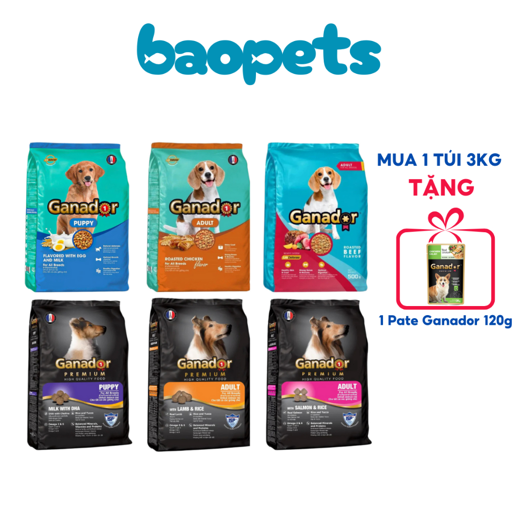 [3KG TẶNG PATE] Thức Ăn Cho Chó Ganador FIB'S Đồ Ăn Hạt Khô Cho Chó Con, Chó Lớn 1.5,3KG - Baopets