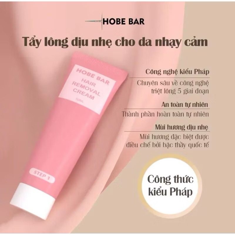 Kem tẩy lông HOBEBAR 50g chiết xuất thực vật dành cho nam và nữ giúp loại bỏ lông tay chân nách