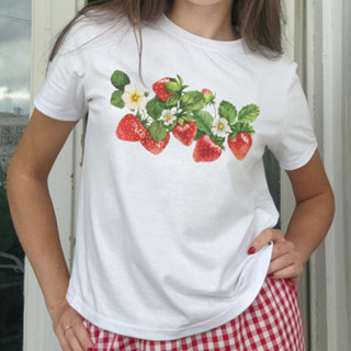 Áo Thun Baby Tee Chùm Dâu Tây Mùa Hè Strawberry Dễ Thương - Retro Y2k Coquette Summer Girl Pinterest Inspired Cotton