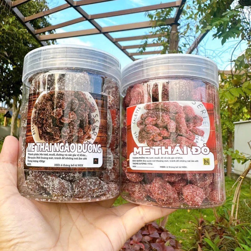 Me Thái ngào đường muối ớt hũ 450gr - me thái đỏ cay tê siêu ngon