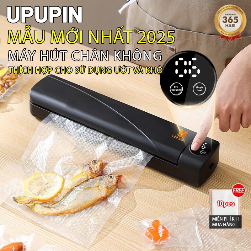  UPUPIN Home LCD Màn hình kỹ thuật số Máy hút chân không thực phẩm để bảo quản thực phẩm - 10 túi chân không miễn phí 
