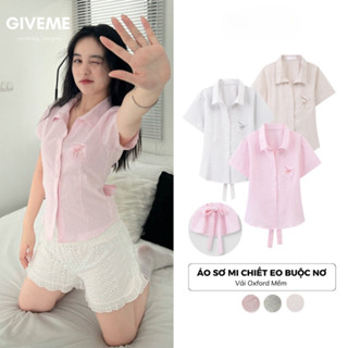 Áo Sơ Mi Chiết Eo Bycamcam Buộc Nơ Có Túi Ngực Dành Cho Nữ Phong Cách Hàn Quốc Giveme.clothing_saigon